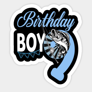 Fishing Birthday Shirt, Fishing Party Shirts, Birthday Boy 9 years old Sticker